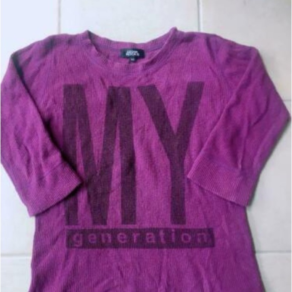 Hysteric Glamour Purple 3/4 Sleeve Waffle Knit Sweater